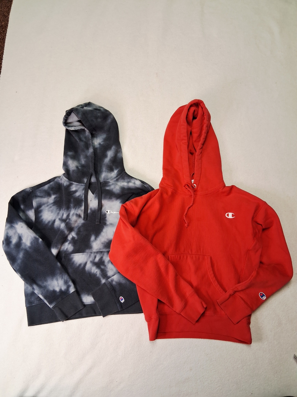 Champion Kids Hoodie Duo — Red & Black Tie-Dye
